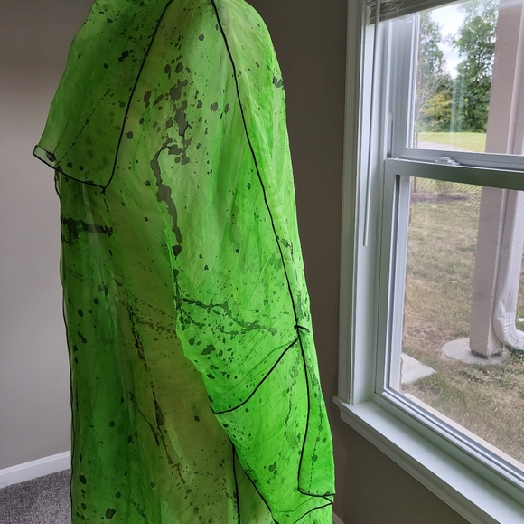 Paul Sisti Lime Green/Black with Black Piping Sheer Jacket/Topper (One Size) - Picture 12 of 16